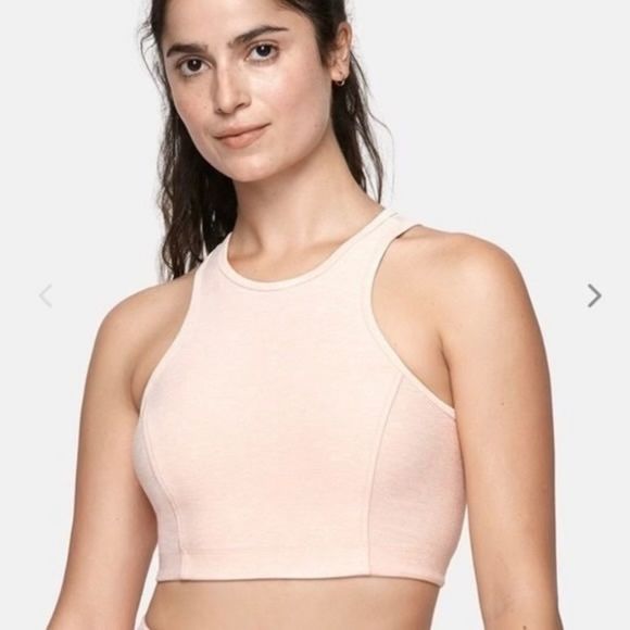 Outdoor Voices Athena Crop Top Sports Bra Rose Quartz Pale Pink Small Like NEW - Picture 1 of 10
